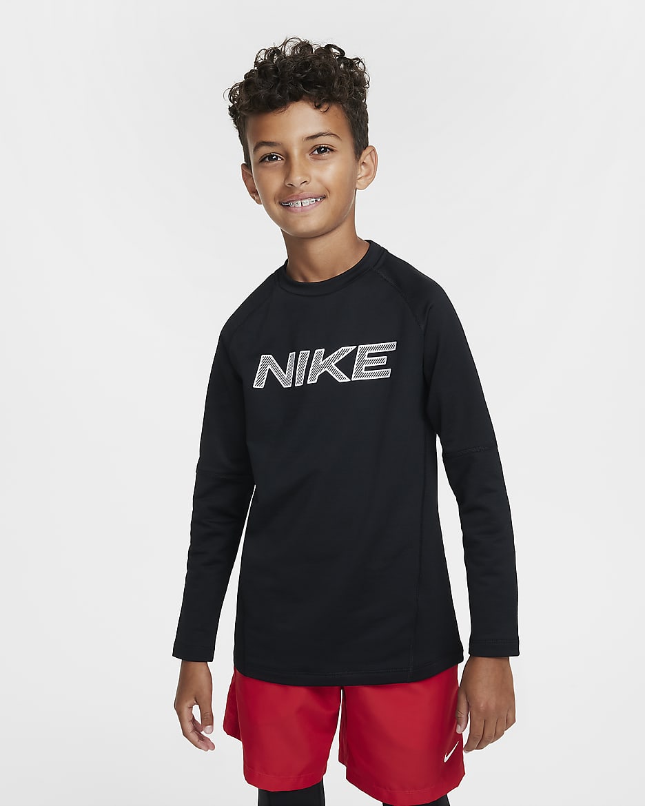 Nike Pro Warm Big Kids Boys Dri FIT Long Sleeve Training Top